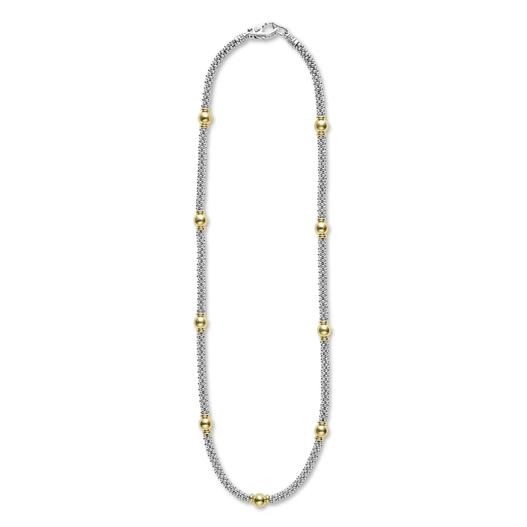 LAGOS Sterling Silver and 18K Yellow Gold Signature Caviar Necklace