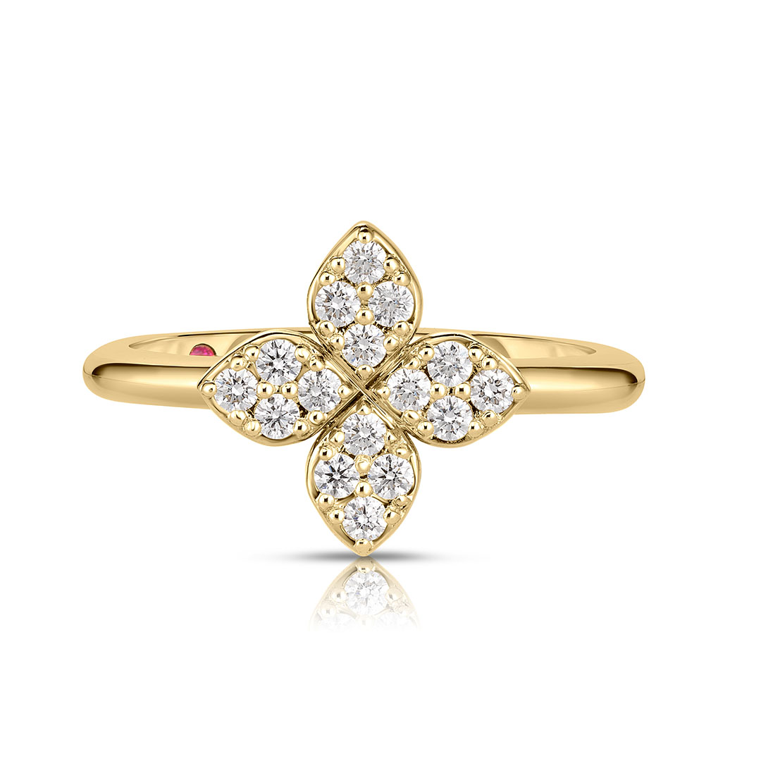 Roberto Coin 18K Yellow Gold Diamond Flower Ring