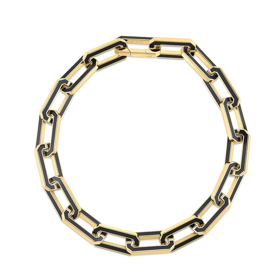 Roberto Coin 18K Yellow Gold and Black Ceramic Link Bracelet