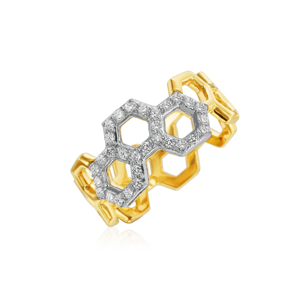 Gumuchian Fils 18K Yellow and White Gold Diamond Honeycomb 