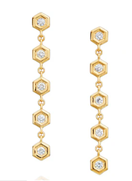 18Y 0.56TW HI SI HONEYCOMB DANGLE EARRINGS