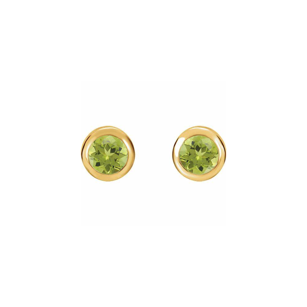 18K Yellow Gold Peridot Stud Earrings