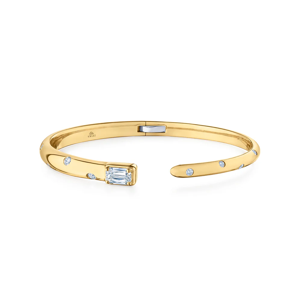 Kwiat 18K Yellow Gold Cobblestone ASHOKA Diamond Bangle Bracelet