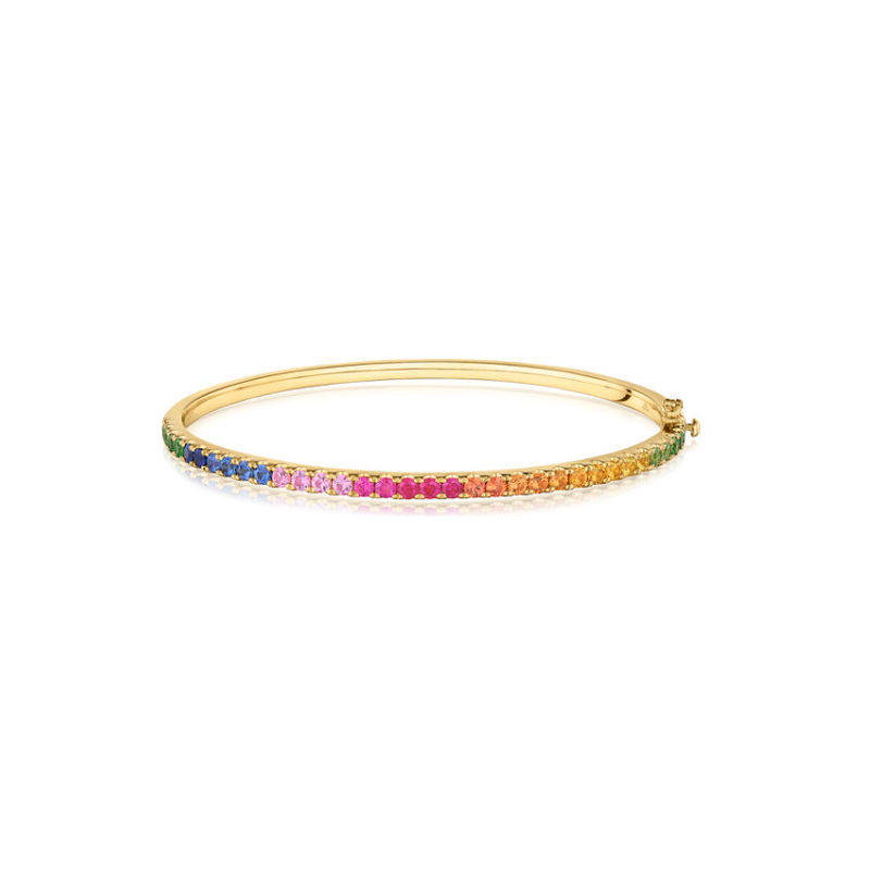 Kwiat 18K Yellow Gold Rainbow Sapphire Bangle Bracelet