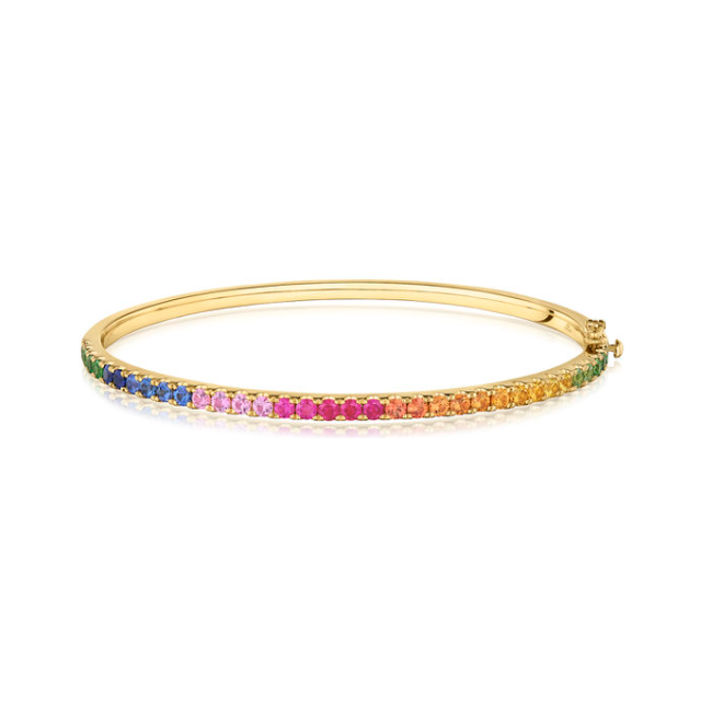 Kwiat 18K Yellow Gold Rainbow Sapphire Bangle Bracelet