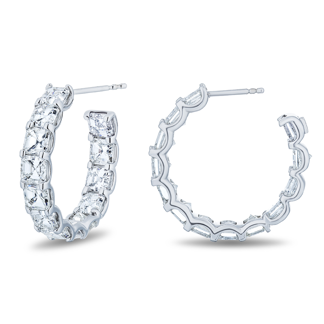 18K White Gold Diamond Inside/Out Hoop Earrings - 3ESH-AS-100-45W