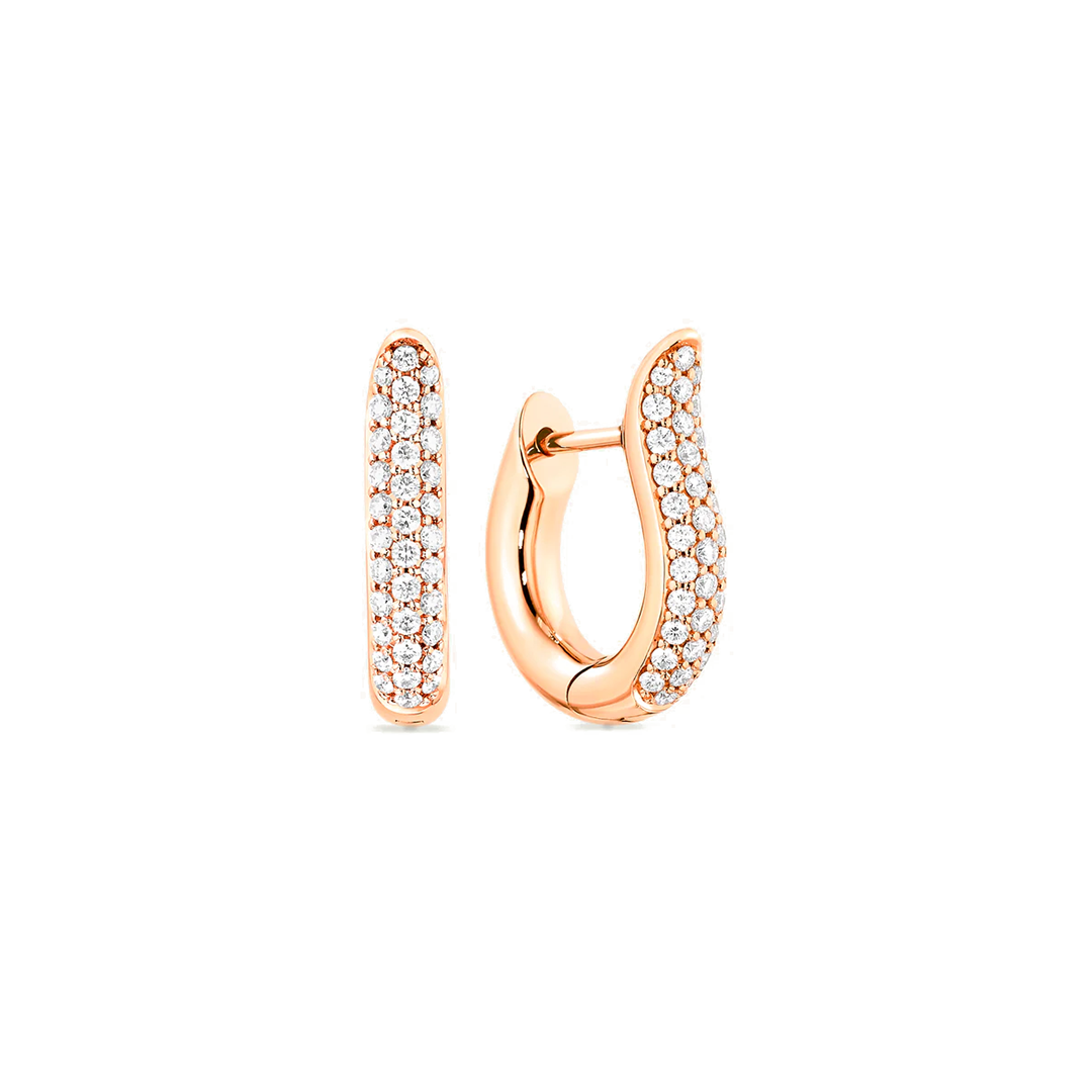 Tamara Comolli 18K Rose Gold Signature Diamond Small Hoop Earrings