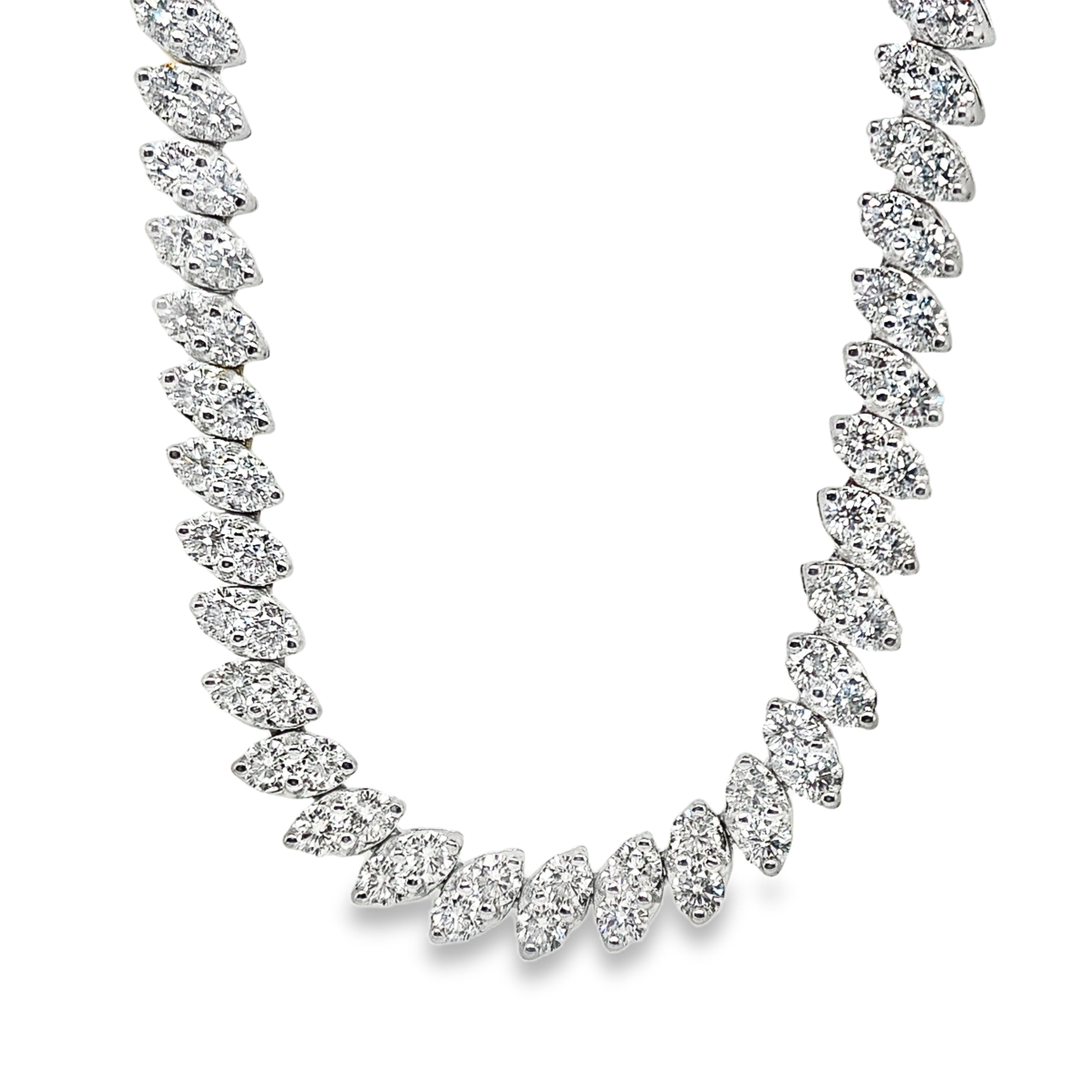 14K White Gold Marquise Shape Diamond Necklace