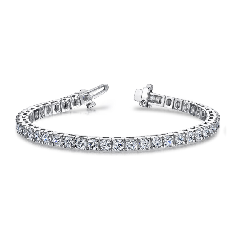 14K White Gold Diamond Straight Line Bracelet itemprop=