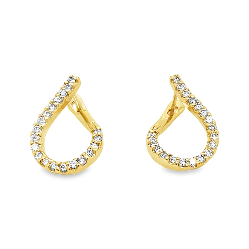 14K Yellow Gold Diamond J Hoop Earrings