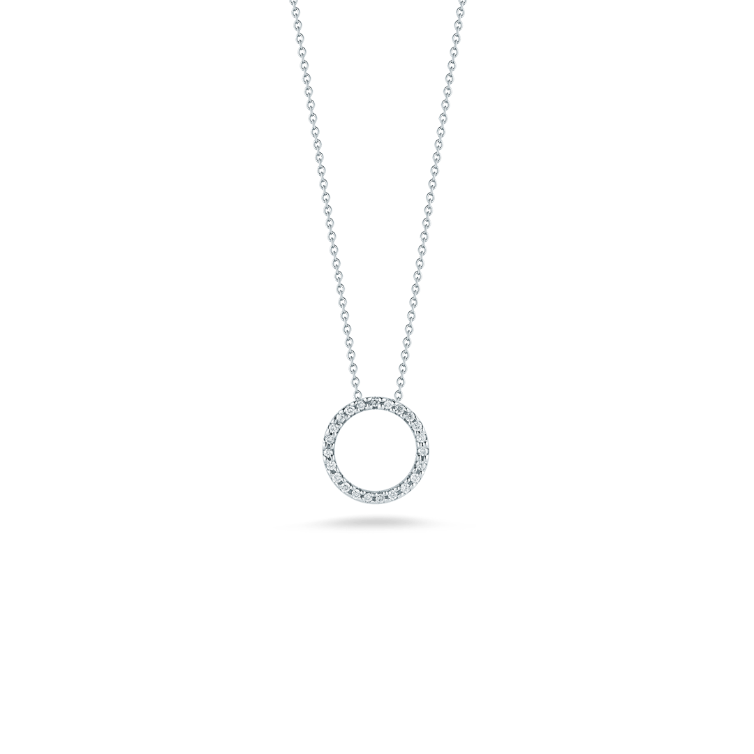 Roberto Coin 18K White Gold Diamond Circle Pendant Necklace