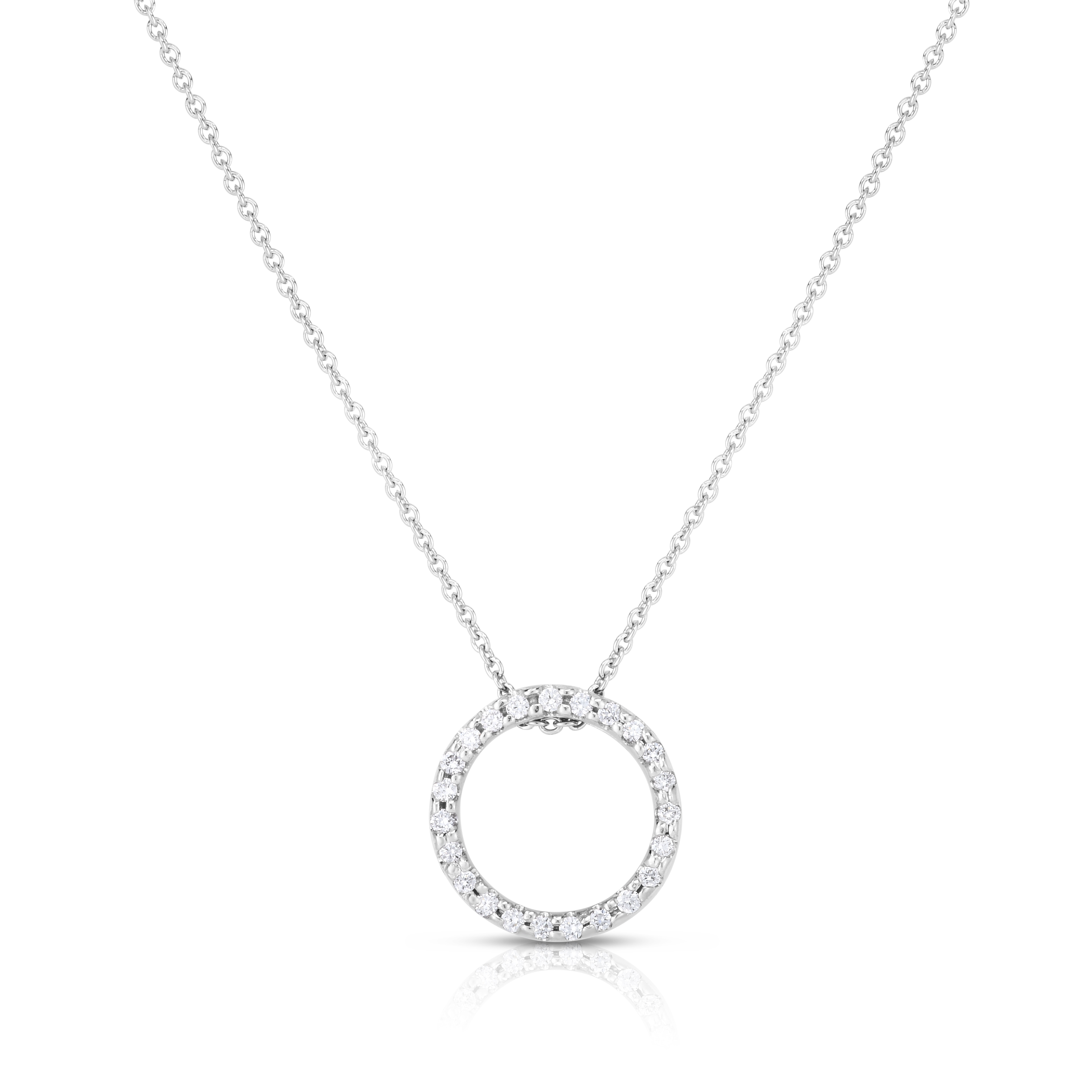 Roberto Coin 18K White Gold Diamond Circle Pendant Necklace
