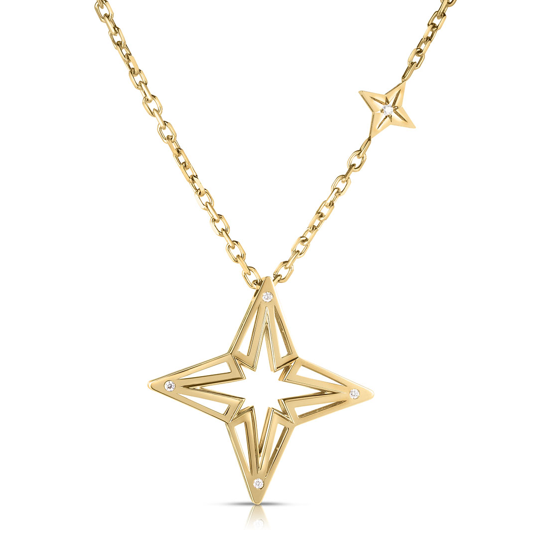 Roberto Coin 18K Yellow Gold Stardust Diamond Star Necklace