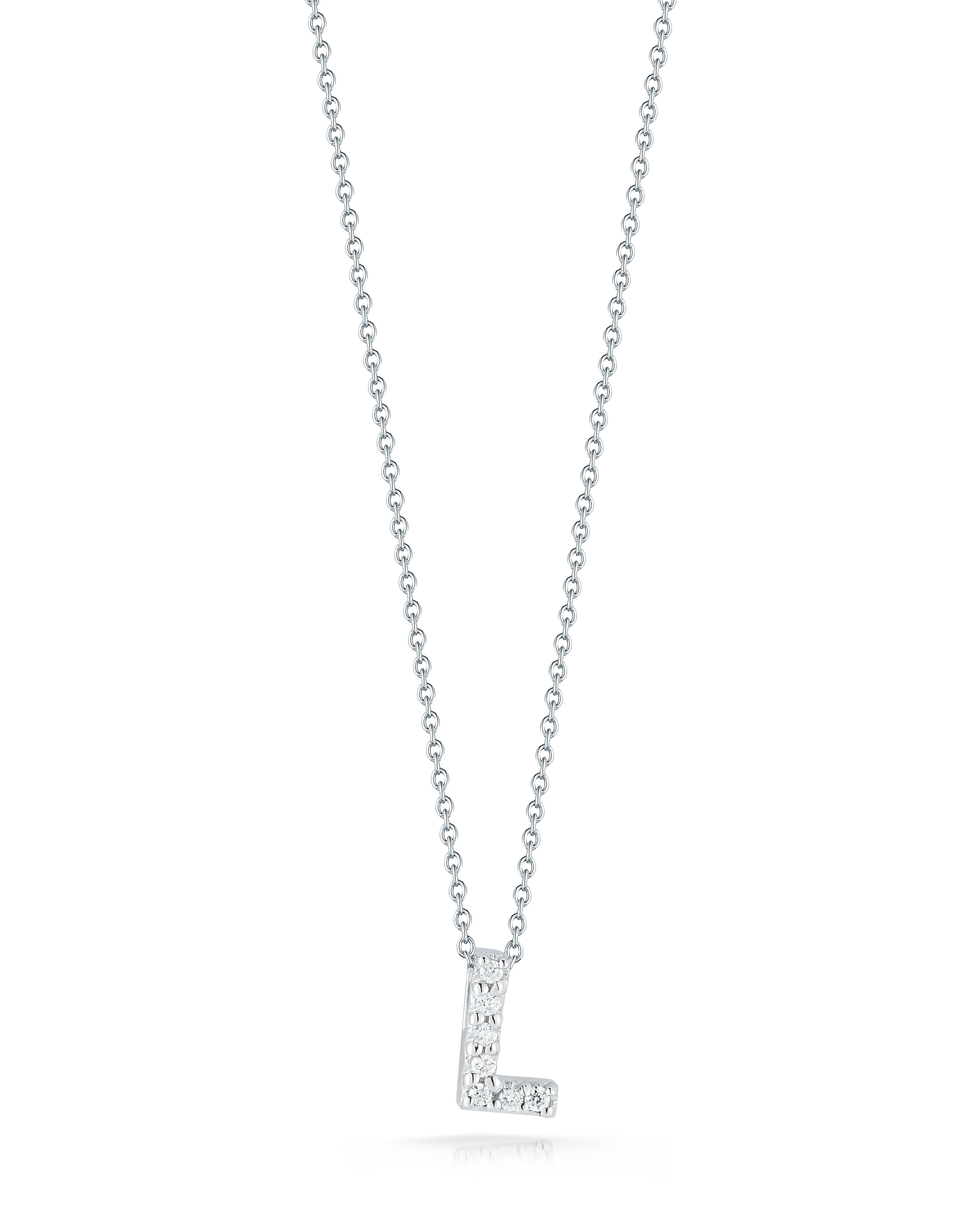 Roberto Coin 18K White Gold Tiny Treasures Diamond Initial Necklace
