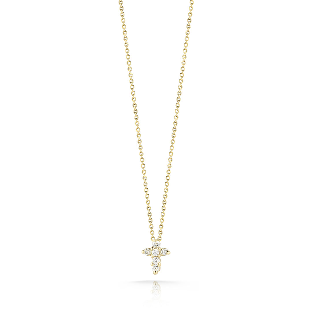 Roberto Coin 18K Yellow Gold Tiny Treasures Diamond Baby Cross Necklace