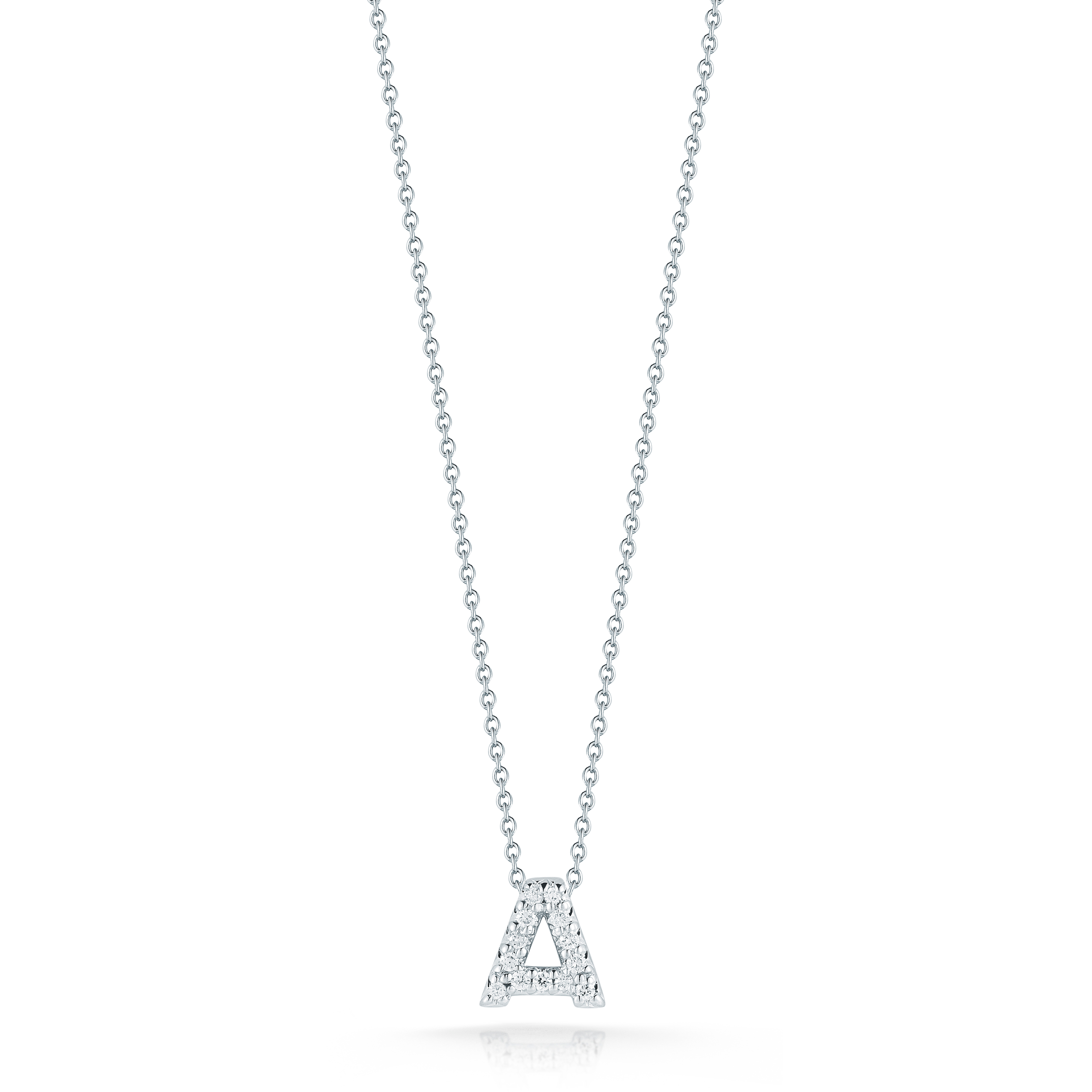 Roberto Coin 18K White Gold Tiny Treasures Diamond Initial Necklace