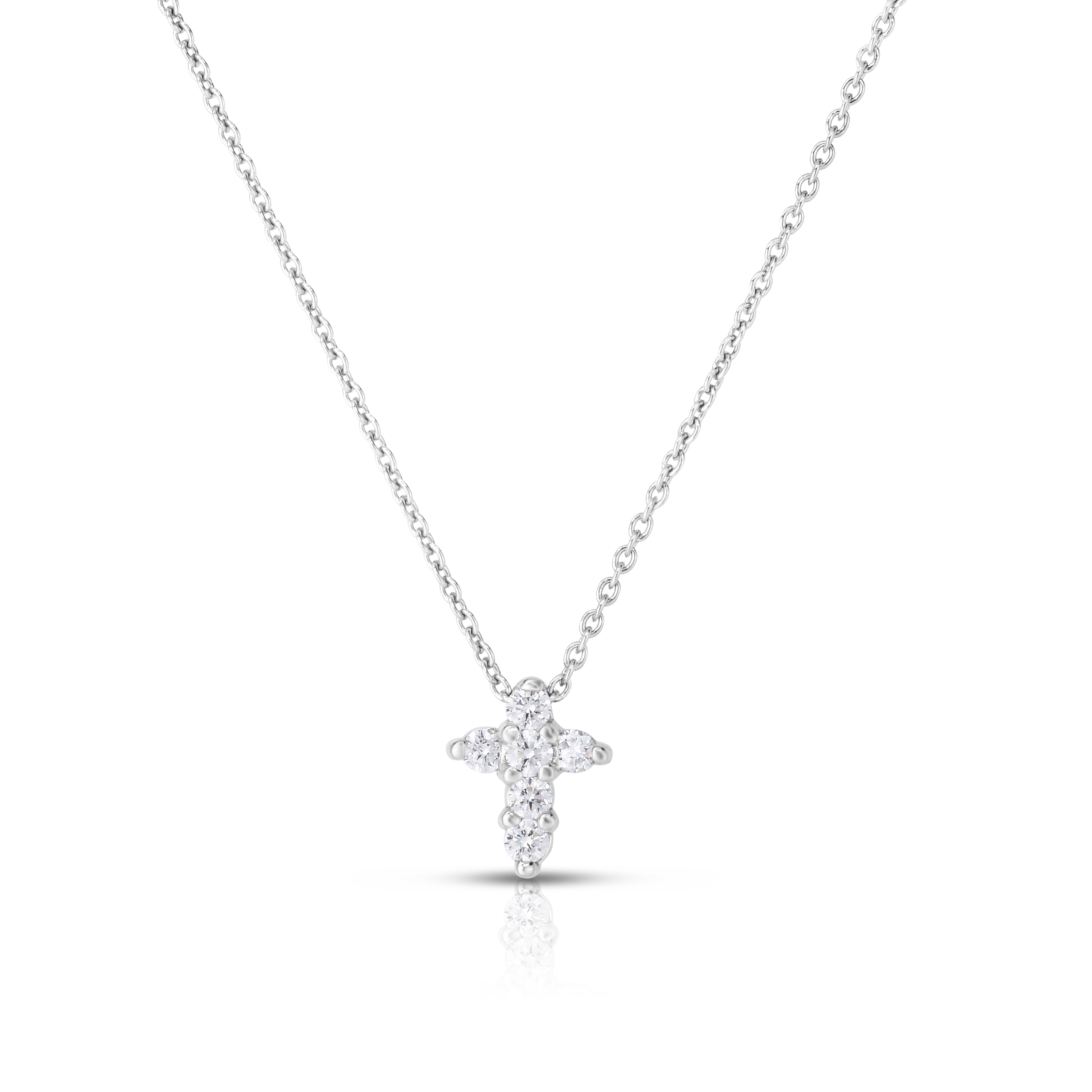 Roberto Coin 18K White Gold Tiny Treasures Diamond Baby Cross Necklace