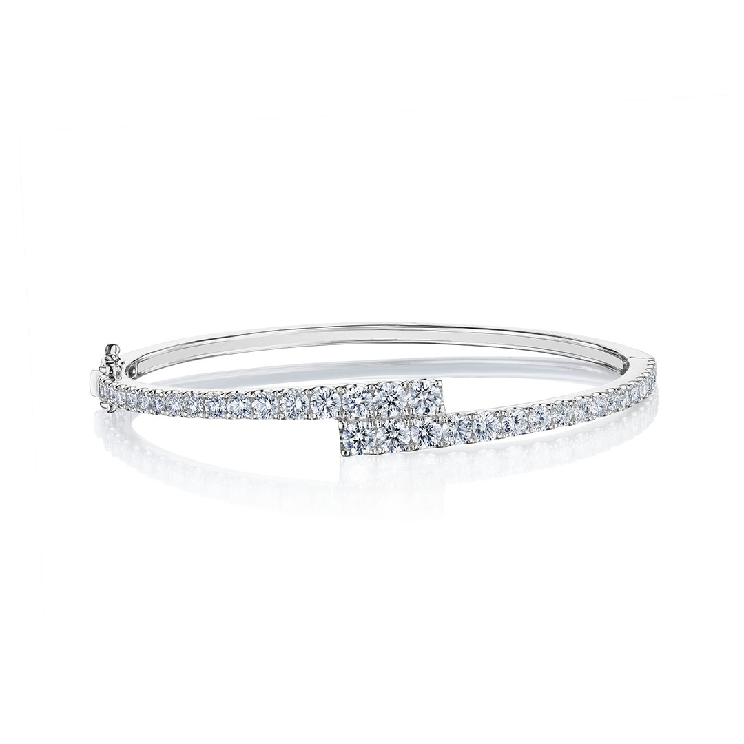 Penny Preville 18K White Gold Diamond Bypass Bangle Bracelet