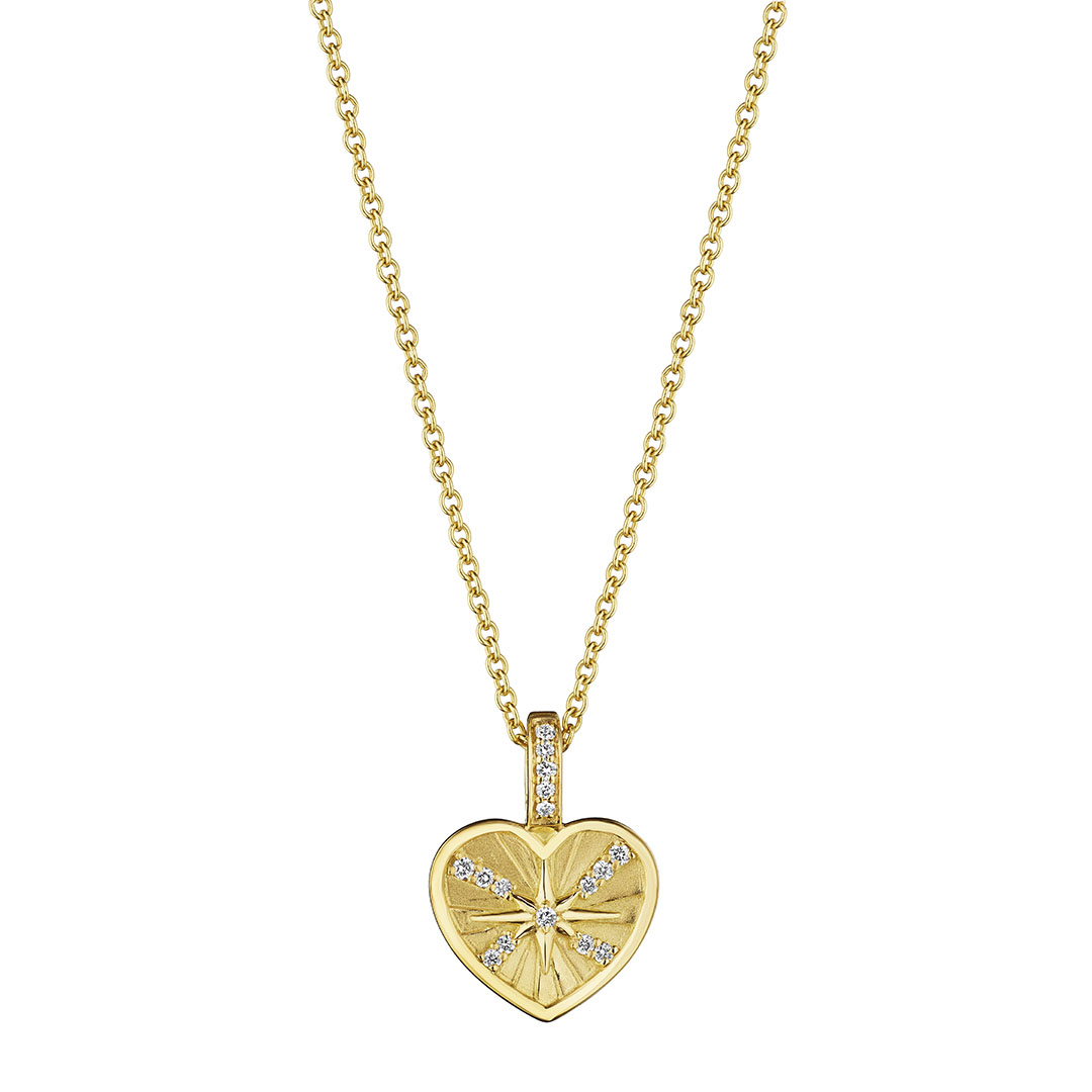 Penny Preville 18K Yellow Gold Diamond Heart Medallion Necklace