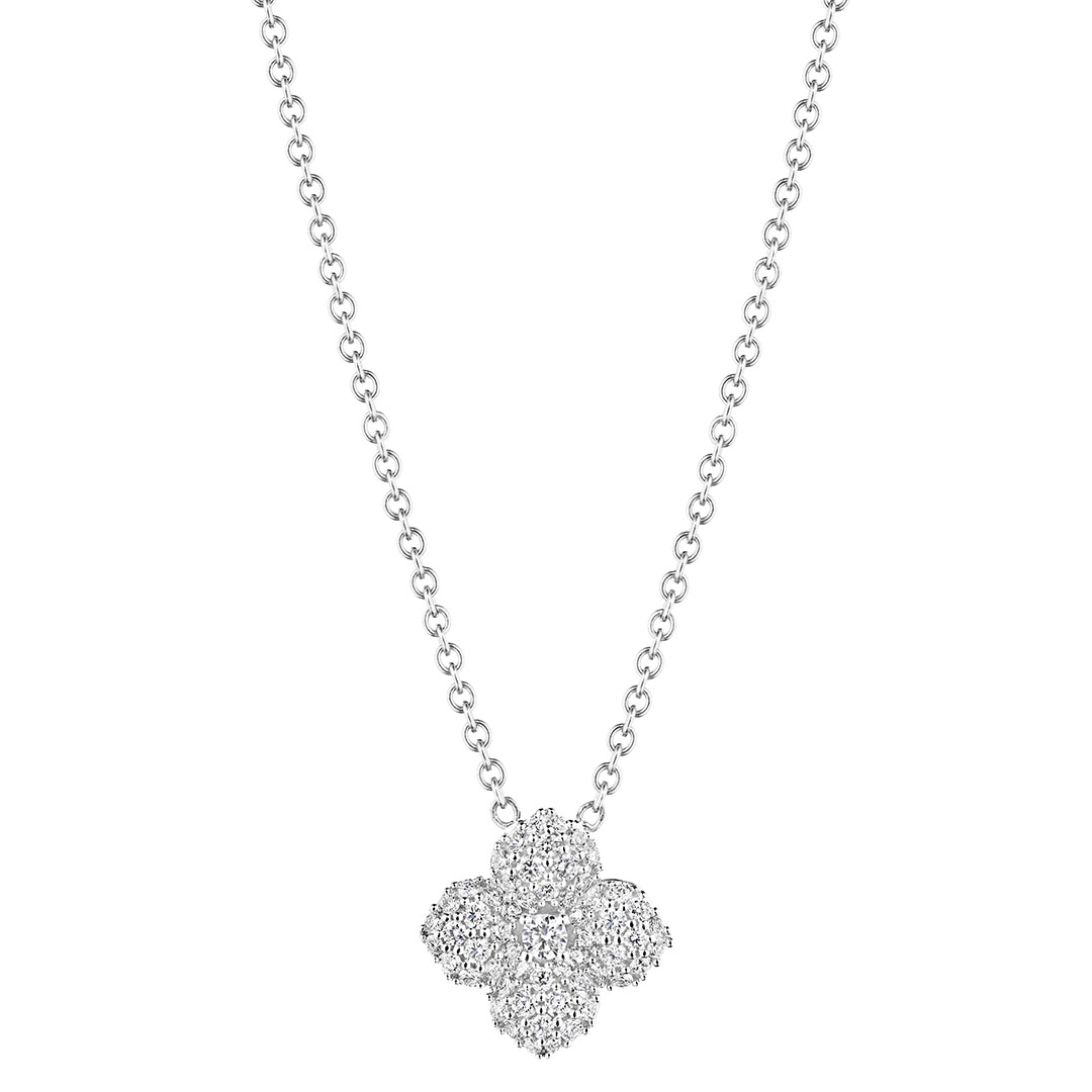 Penny Preville 18K White Gold Diamond Flower Pendant Necklace