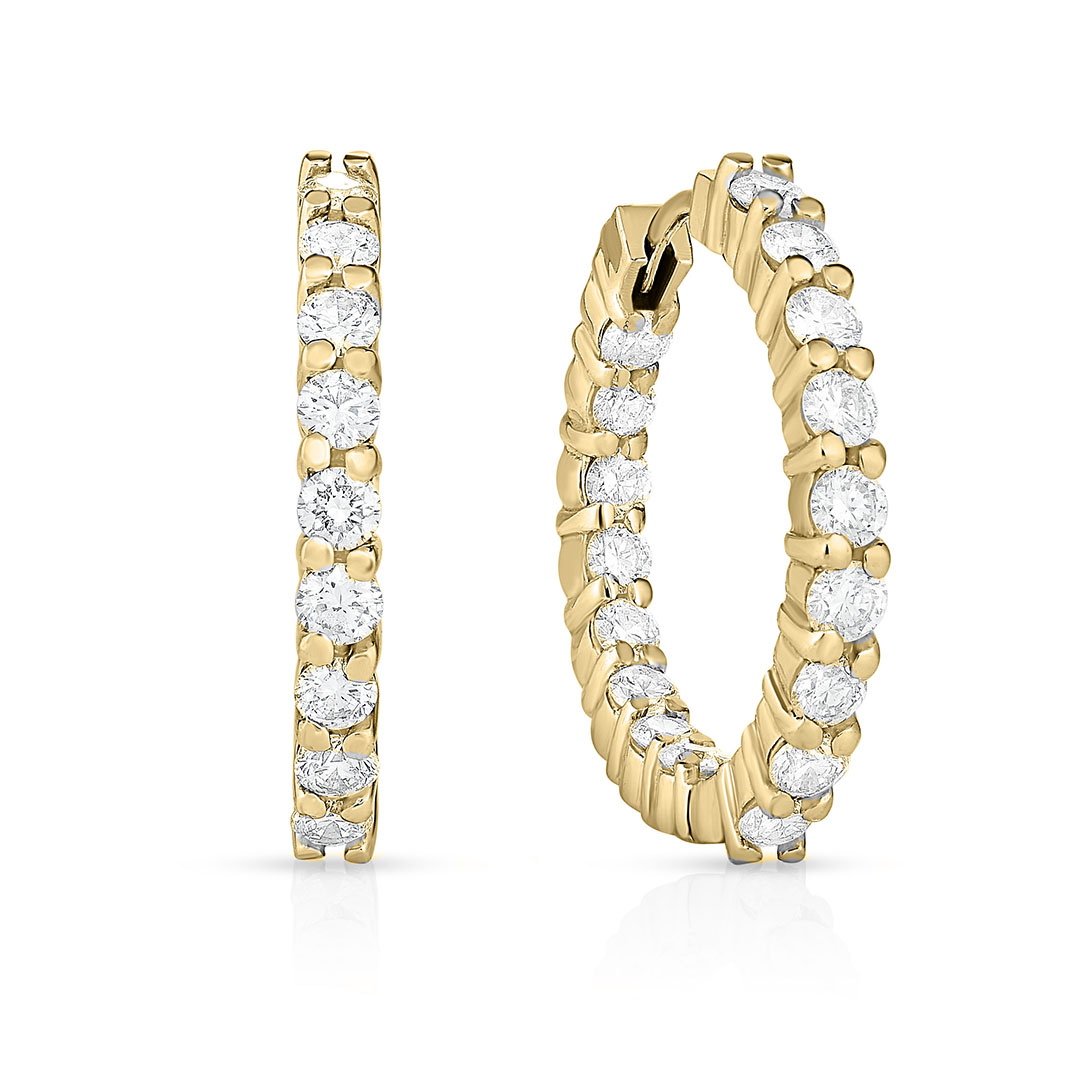 Roberto Coin 18K Yellow Gold Diamond Inside Out Hoop Earrings