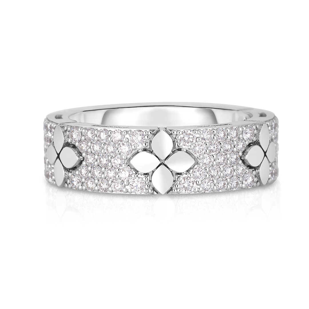 Roberto Coin 18K White Gold Love in Verona Diamond Flower Station Band