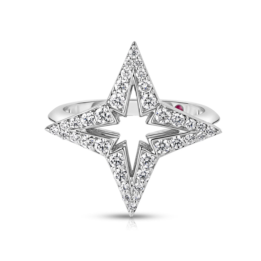 Roberto Coin 18K White Gold Stardust Diamond Star Ring