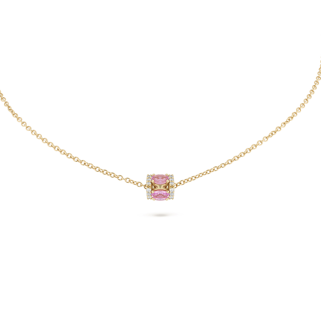 Miseno 18K Yellow Gold Procida Pink Sapphire and Diamond Necklace - MC479OGDB-ZR