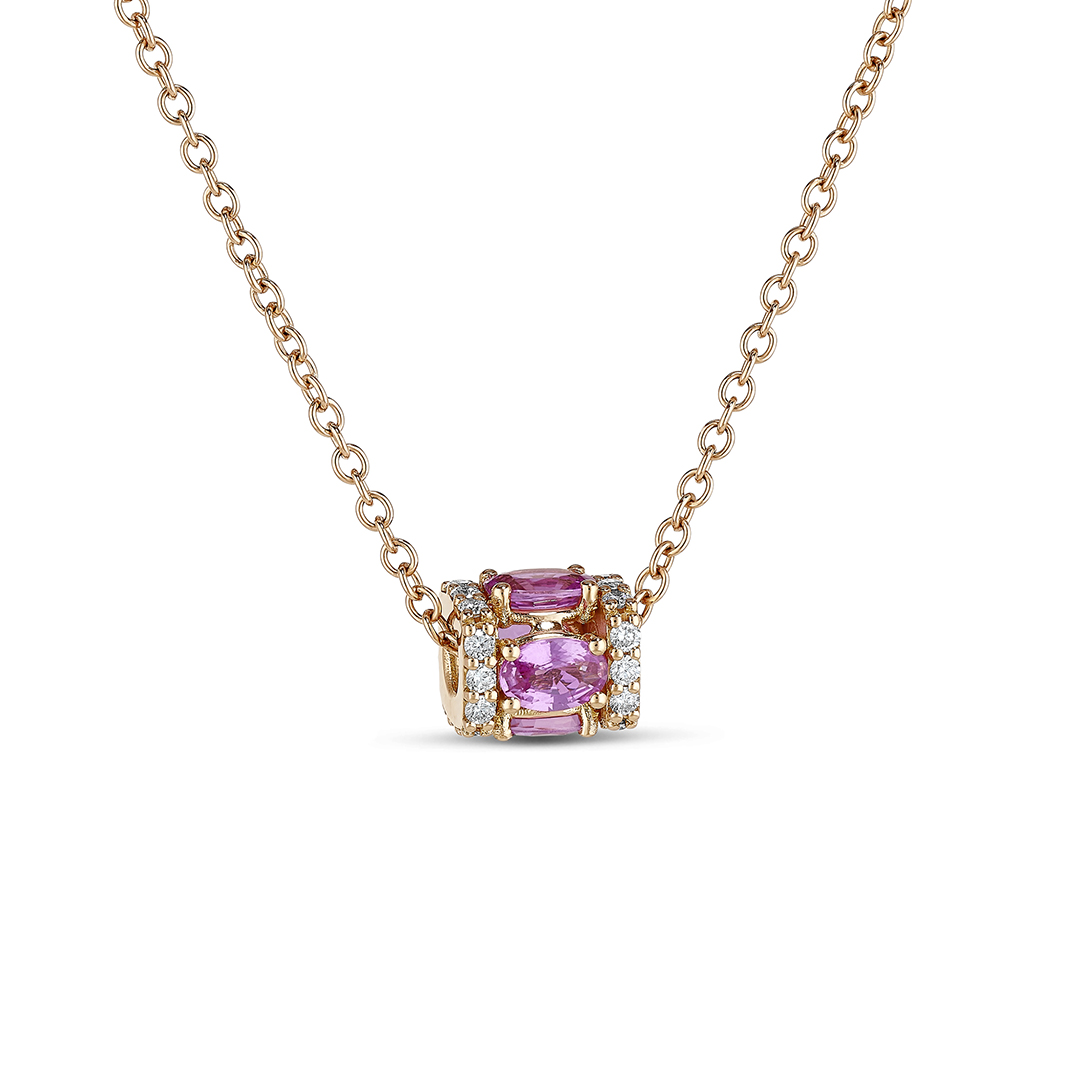 Miseno 18K Yellow Gold Procida Pink Sapphire and Diamond Necklace