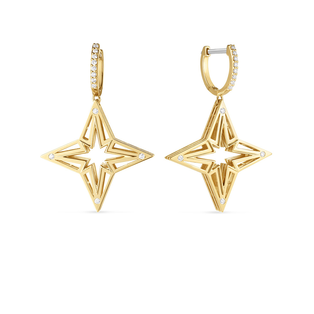 Roberto Coin 18K Yellow Gold Stardyst Diamond Star Dangle Earrings