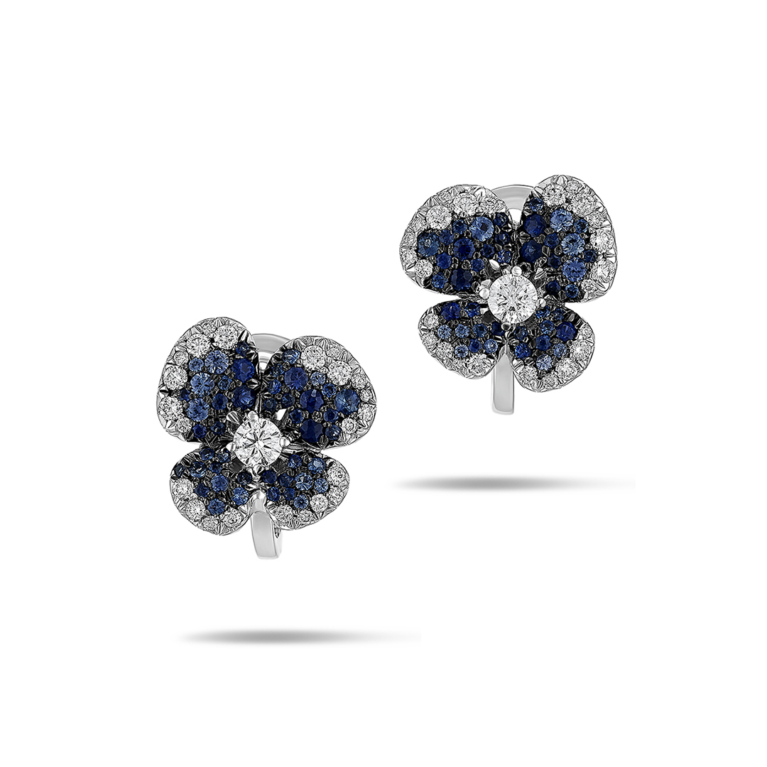 Miseno 18K White Gold Ischia Blue Sapphire and Diamond Earrings