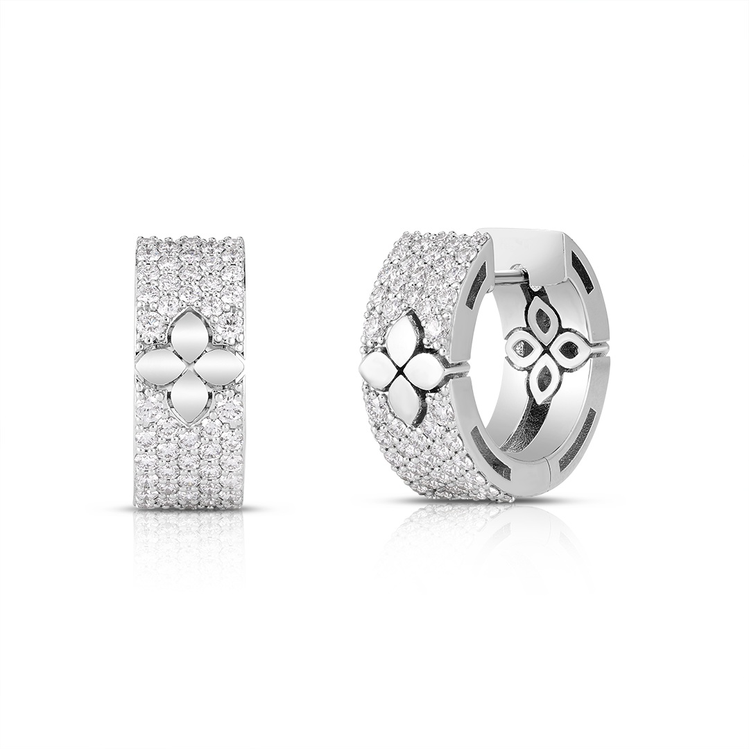 Roberto Coin 18K White Gold Love in Verona Diamond Huggie Hoop Earrings