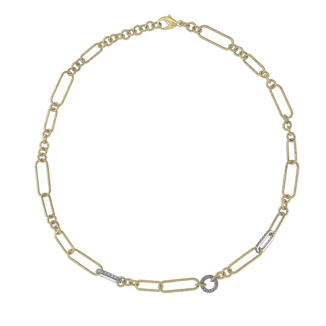 Miseno 18K Yellow Gold Diamond Paperclip Necklace - MC538OGDB