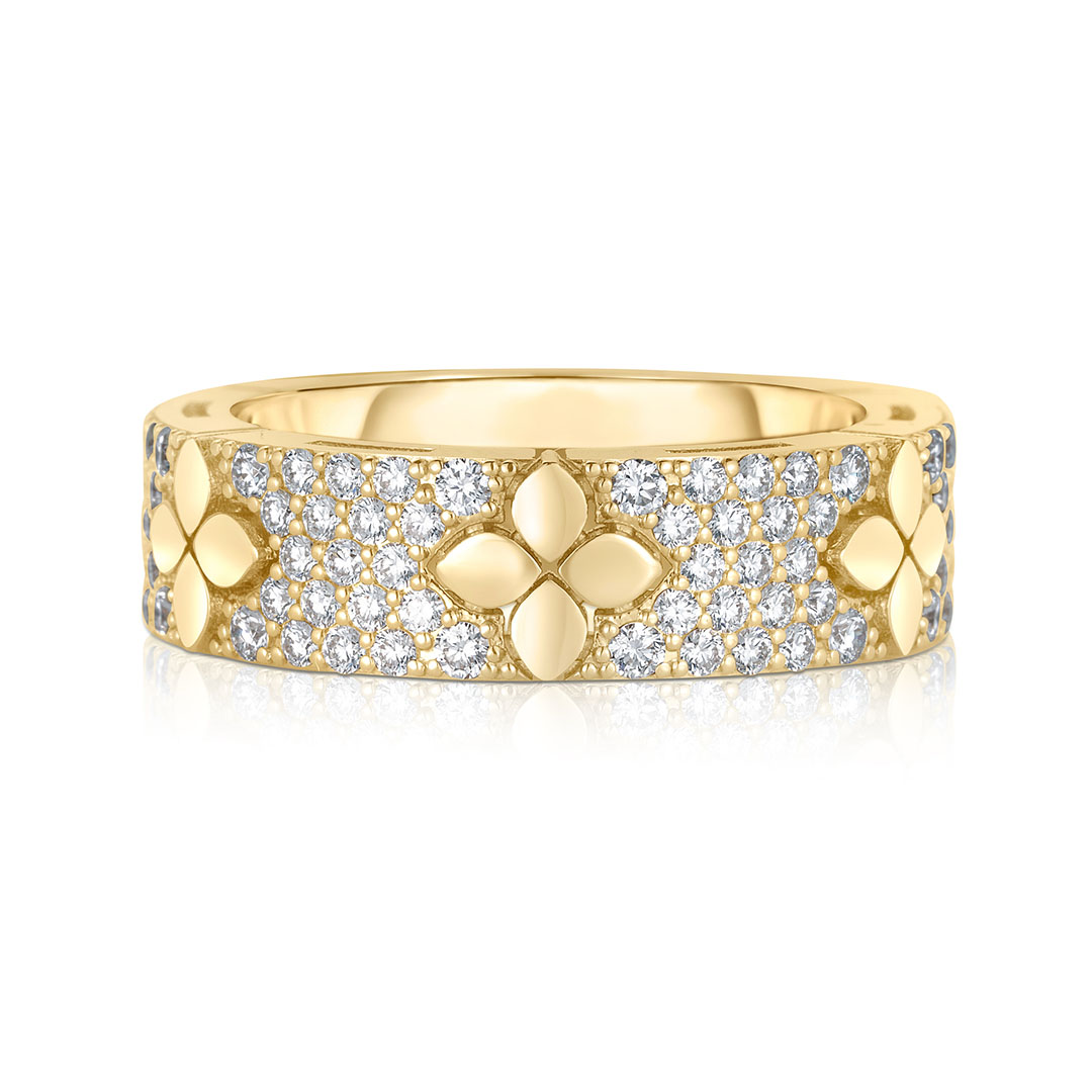 Roberto Coin 18K Yellow Gold Love in Verona Diamond Flower Station Band