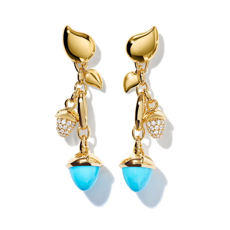 Tamara Comolli 18K Yellow Gold Mikado Diamond and Turquoise Earrings - E-M-D-2-TUR-P-YG