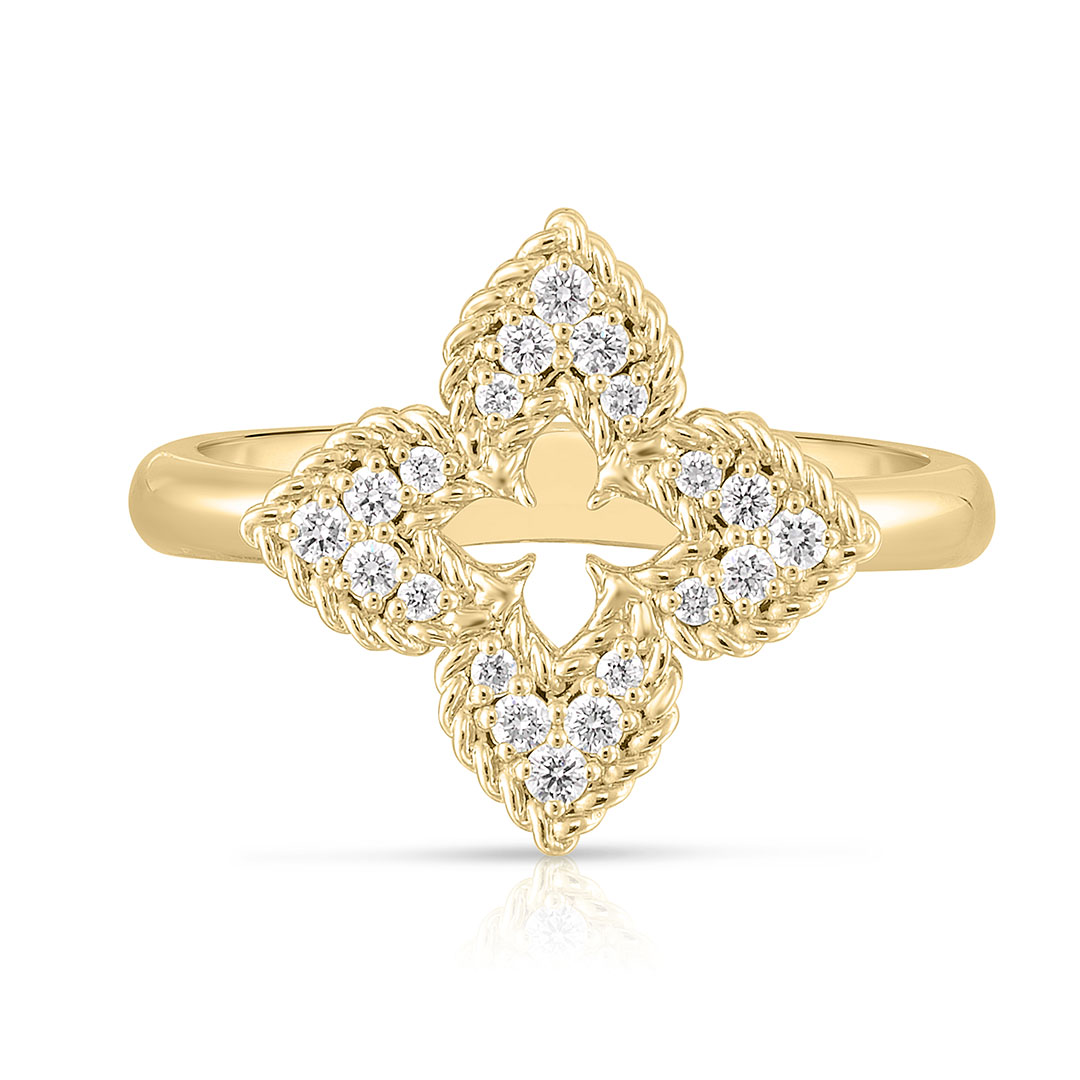 Roberto Coin 18K Yellow Gold Venetian Princess Diamond Flower Ring