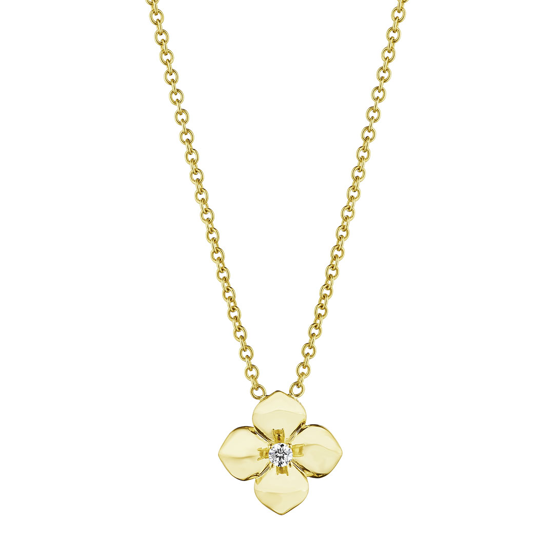Penny Preville 18K Yellow Gold Diamond Flower Necklace