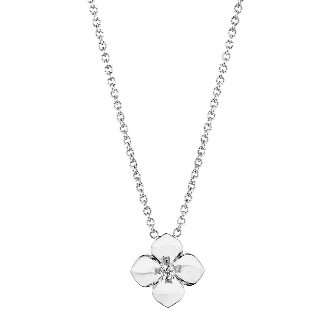 Penny Preville 18K White Gold Diamond Flower Necklace