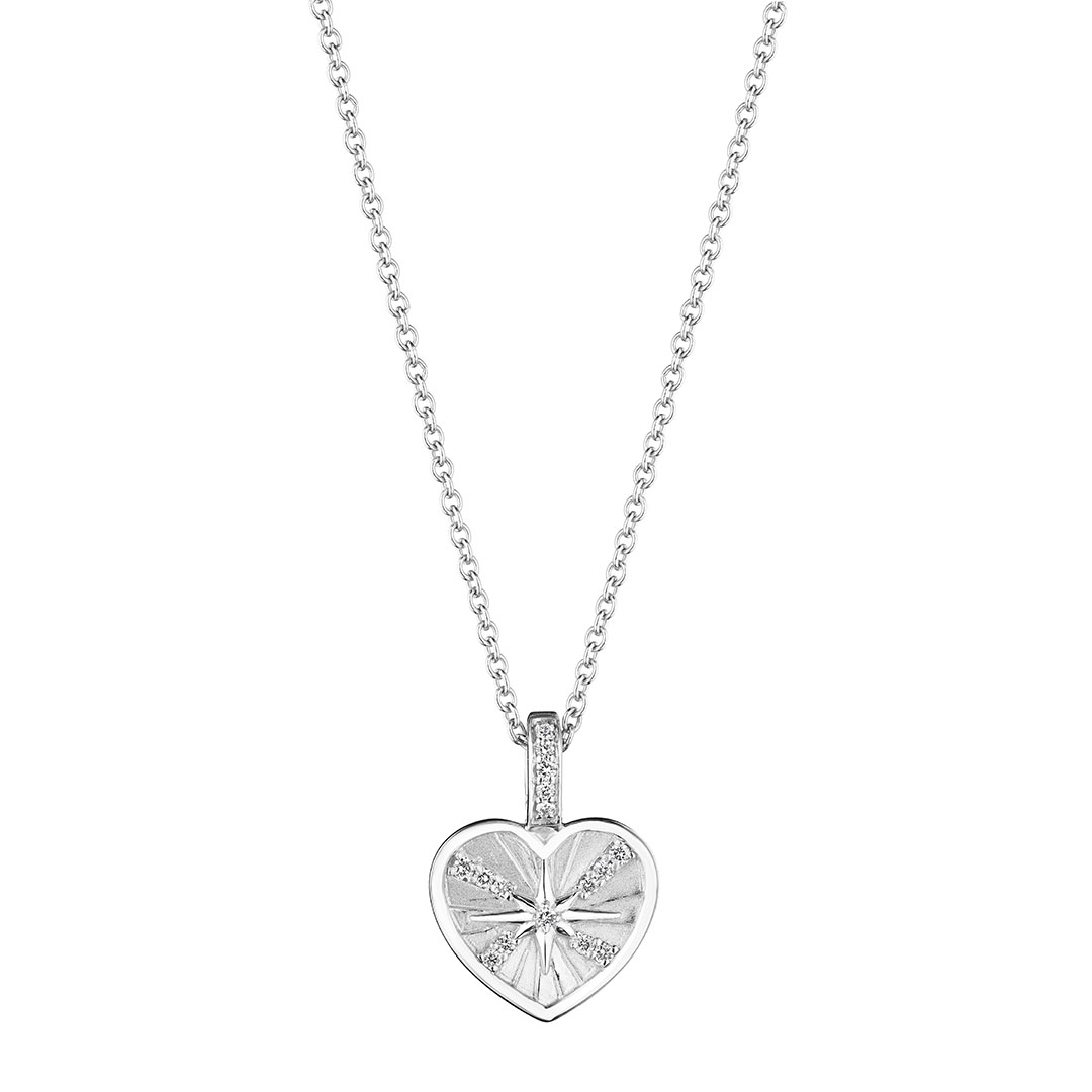 Penny Preville 18K White Gold Diamond Heart Medallion Necklace