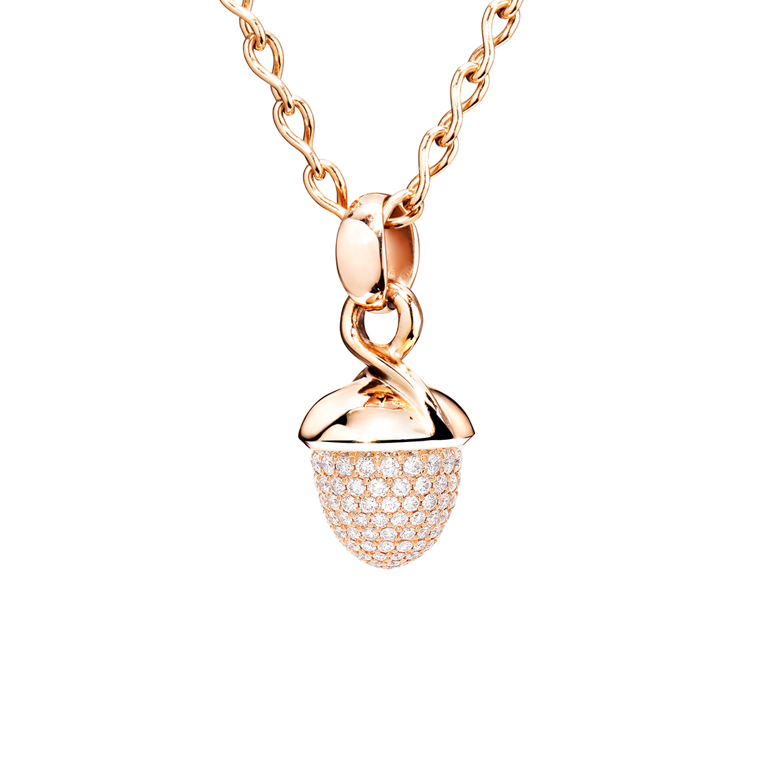 Tamara Comolli 18K Rose Gold Mikado Diamond Acorn Pendant - P-MB-P-RG