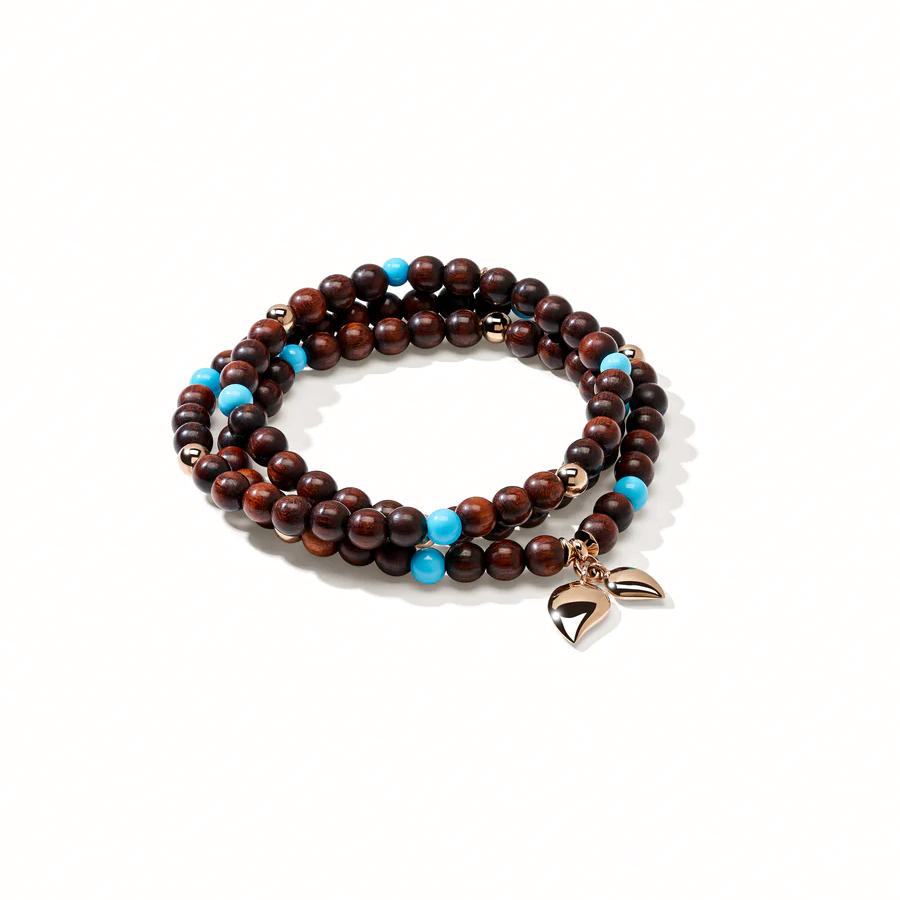 Tamara Comolli 18K Rose Gold India Snakewood and Turquoise Bracelet