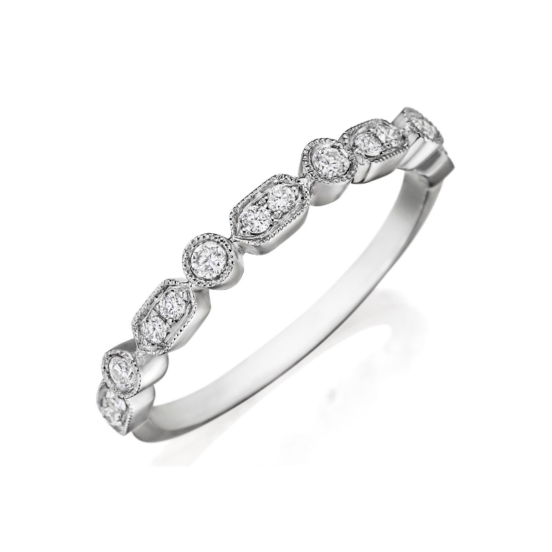 Henri Daussi 18K White Gold Diamond Band