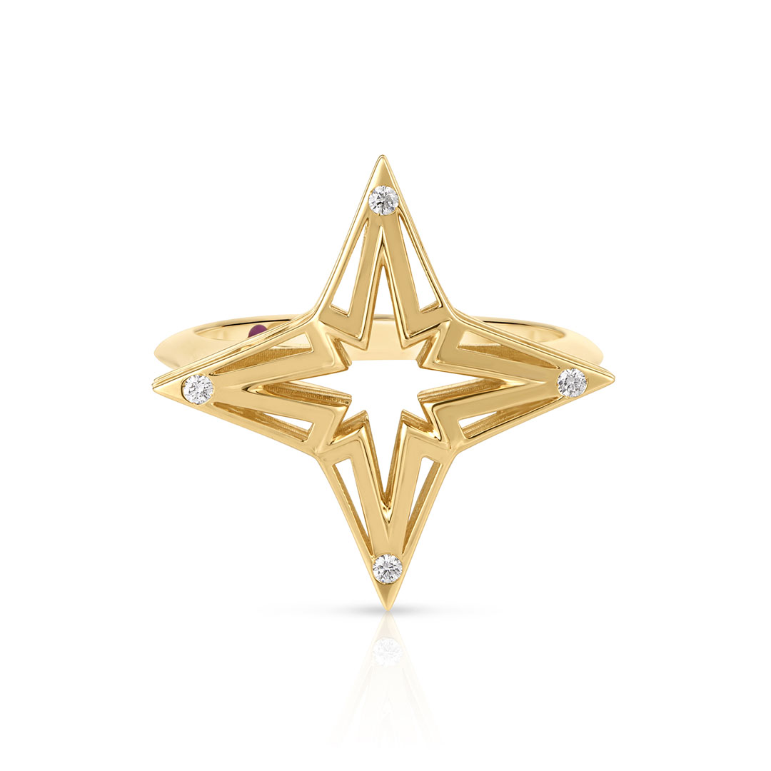 Roberto Coin 18K Yellow Gold Stardust Diamond Star Ring