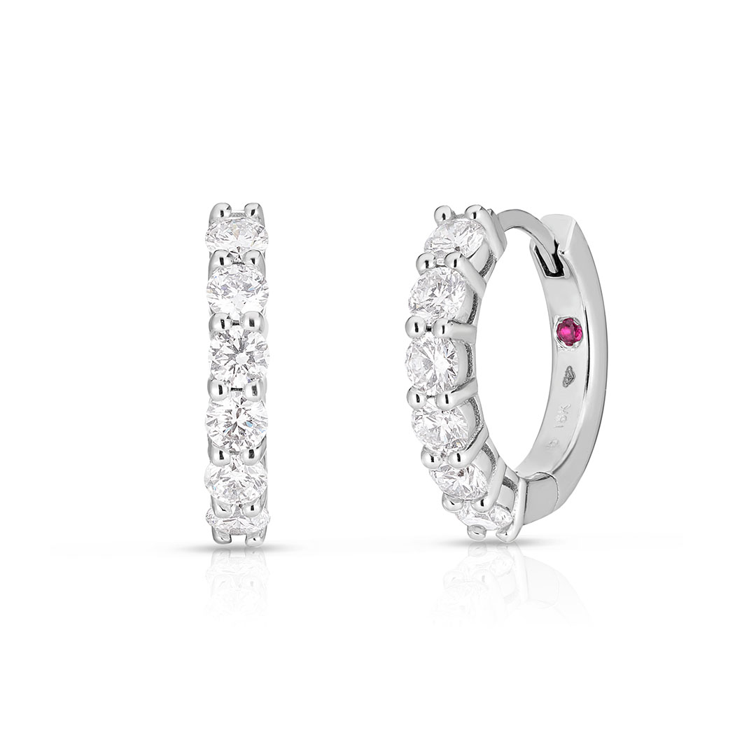 Roberto Coin 18K White Gold Diamond Hoop Earrings