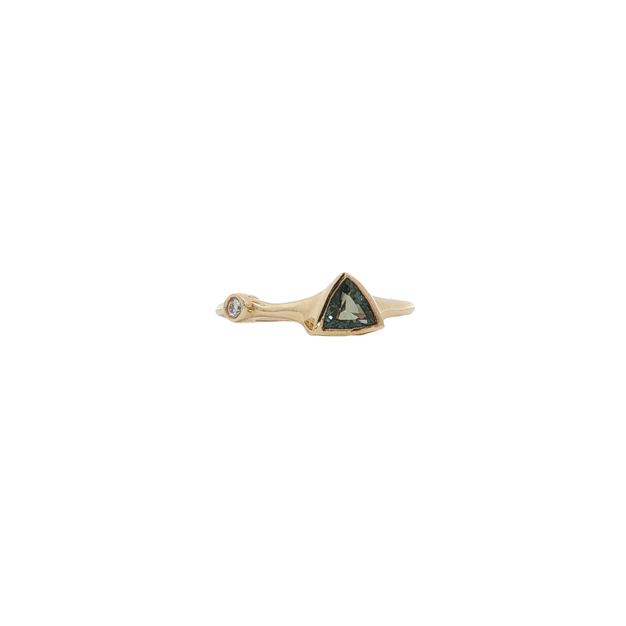 18K Yellow Gold Two Stone Sapphire and Diamond Ring