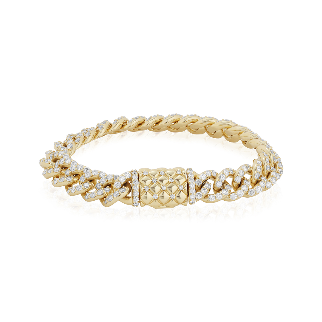18K Yellow Gold Diamond Cuban Link Bracelet