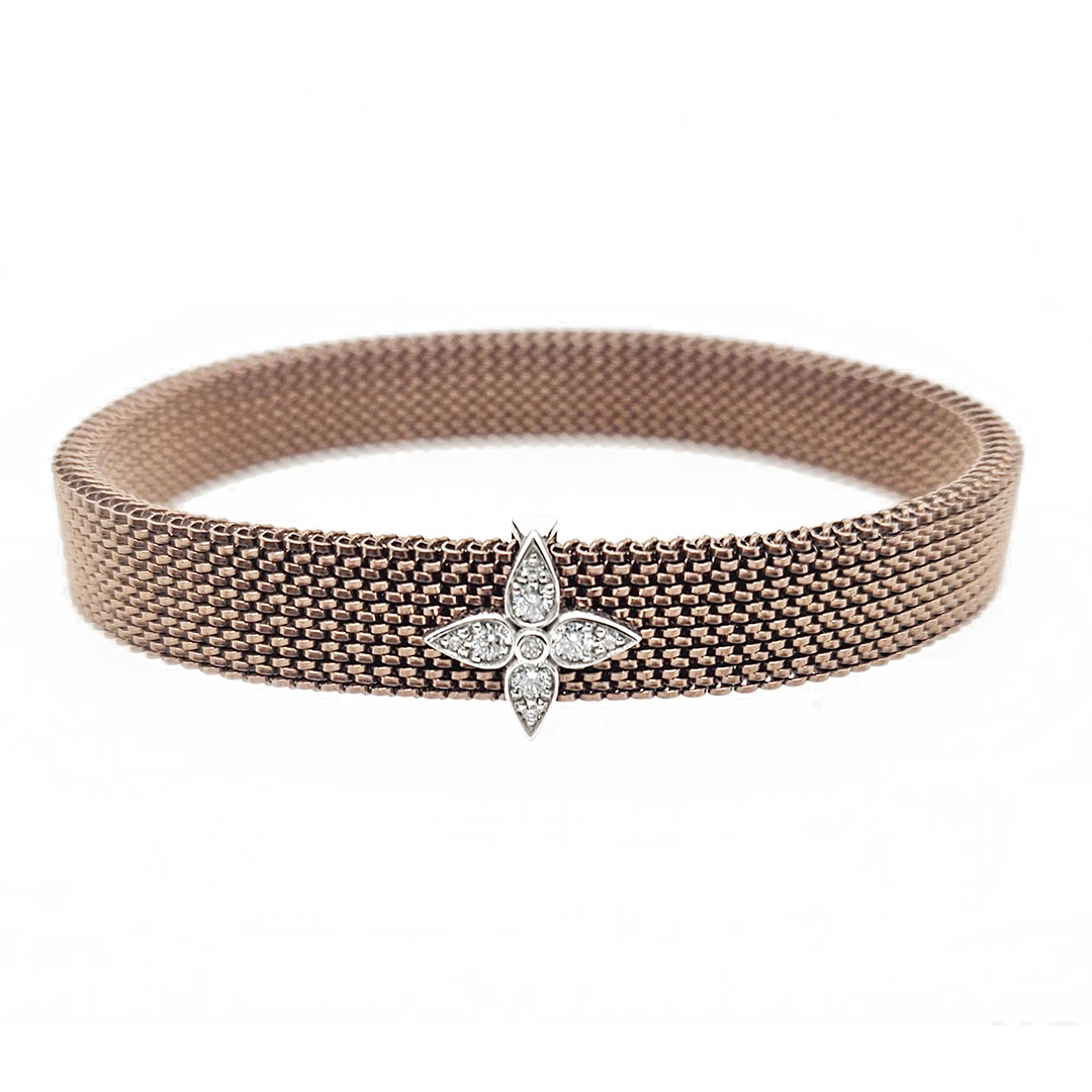 Mariani Bronzed Stainless Steel and 18K White Gold Diamond Stretch Bracelet - 01251BR