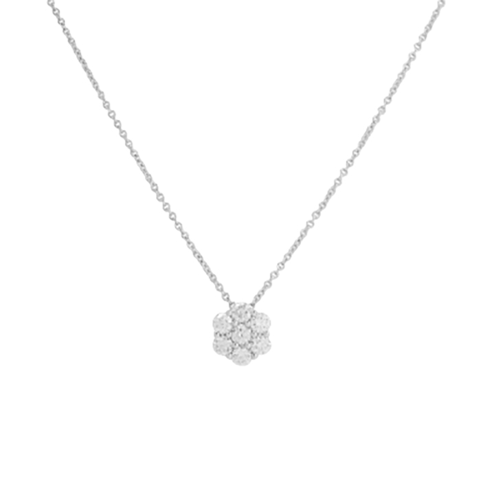 18K White Gold Diamond Cluster Necklace