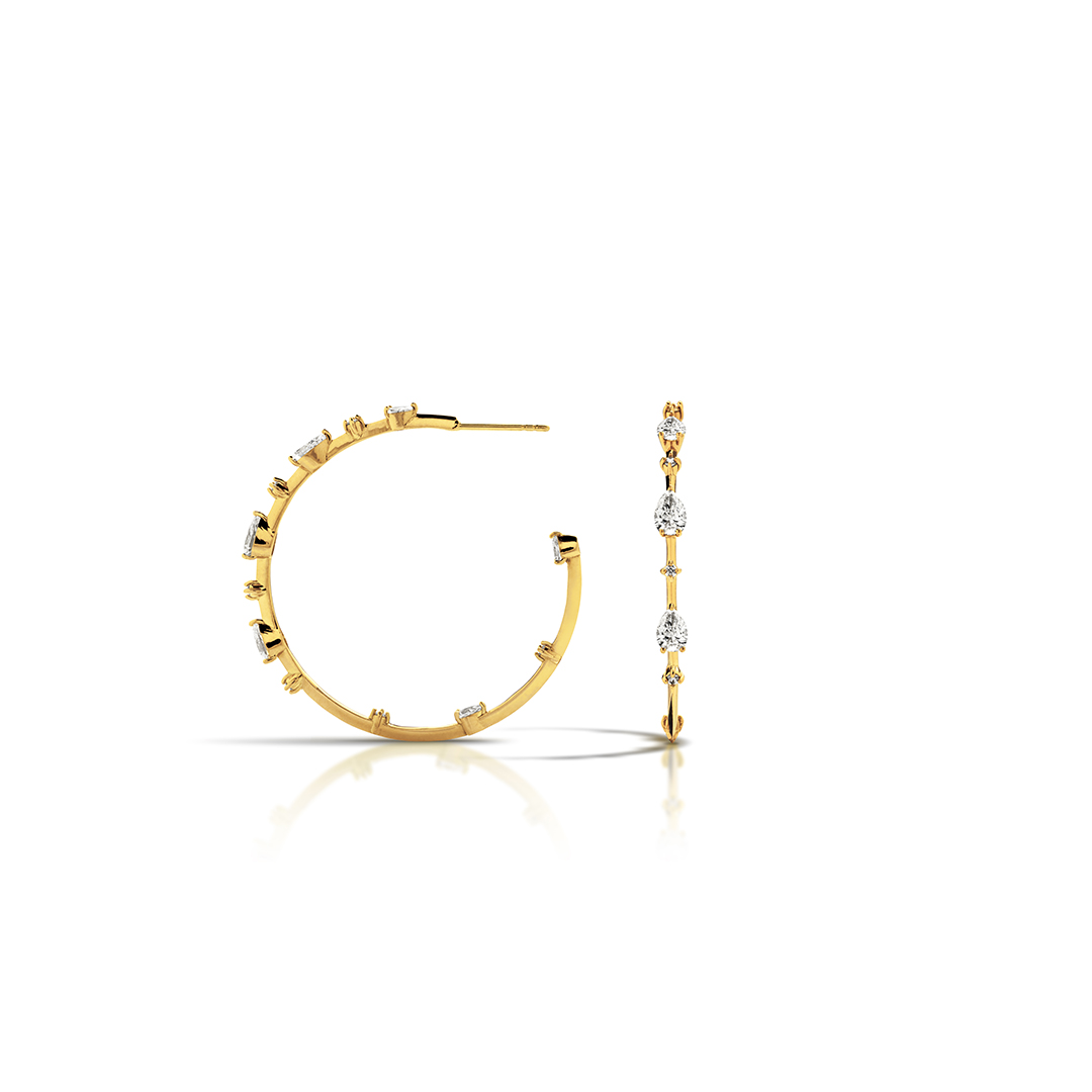 Mariani 18K Yellow Gold Phantom Diamond Inside/Out Hoop Earrings