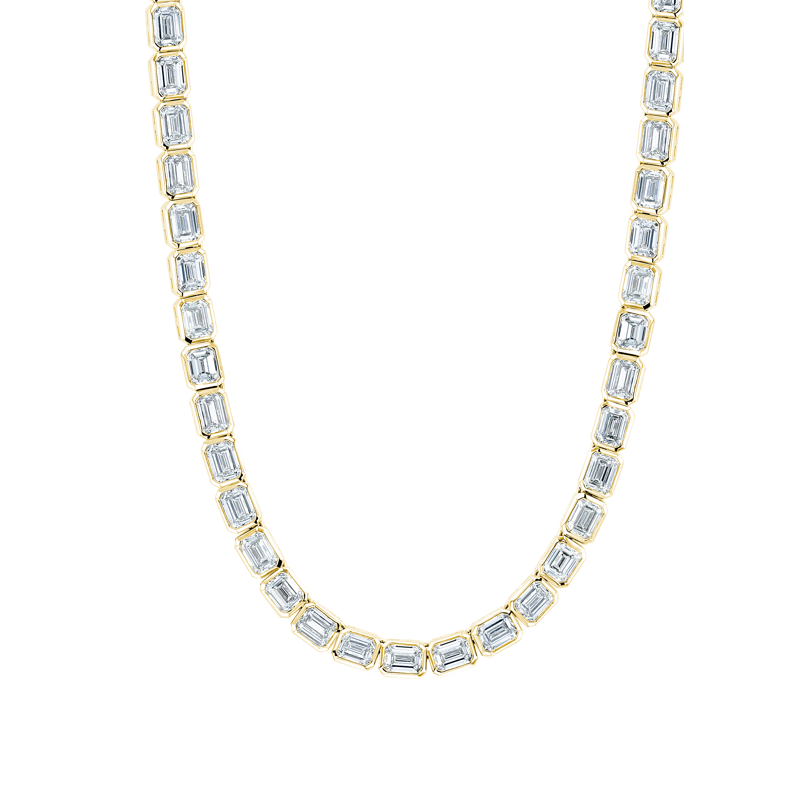 18K Yellow Gold Diamond Line Necklace - FN354A8Y